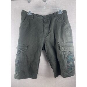 Mens Olive Green Cargo Shorts Camouflage Detail Utility Tactical Size 32